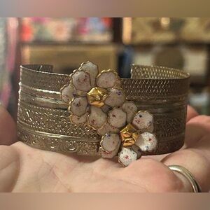 Handmade recycled picture frame/vintage earrings cuff bracelet